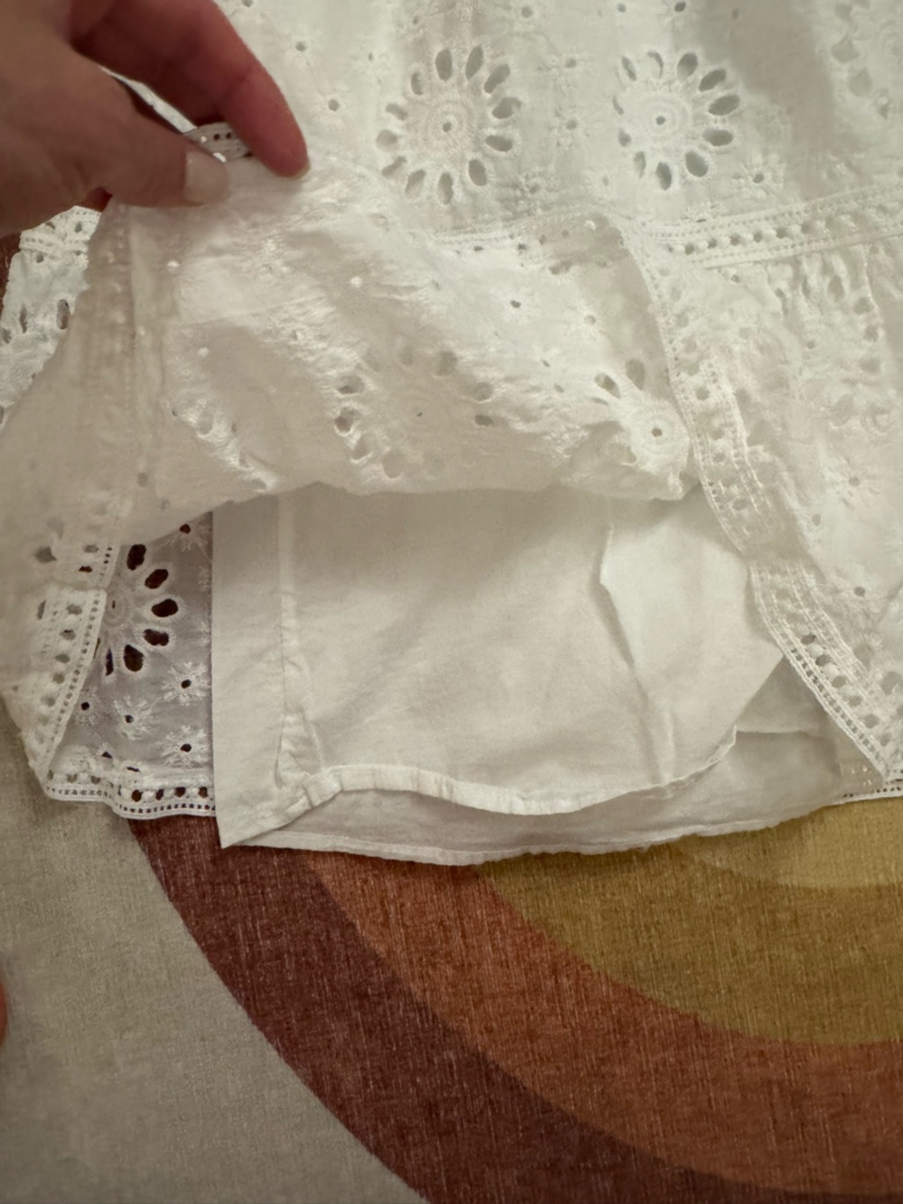 Ultra Pink White Eyelet A-Line Midi Skirt - Picture 2 of 3